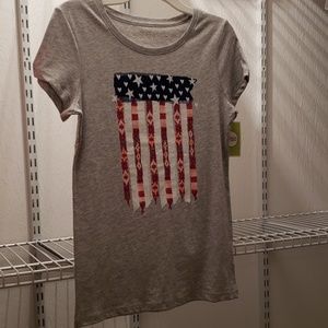 Girl's large graphic flag shirt